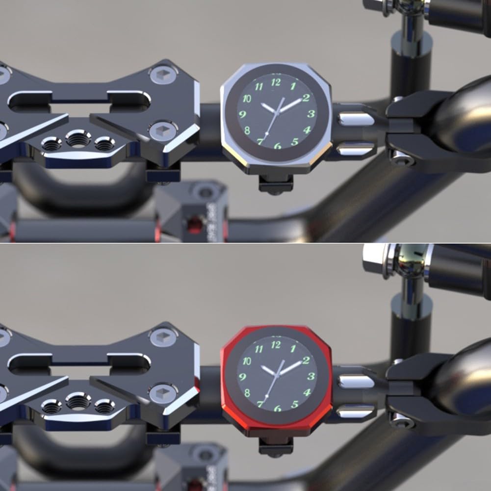 Horloge de guidon de moto, étanche, pour guidon de moto, montre de vélo, convient pour les motos (noir)