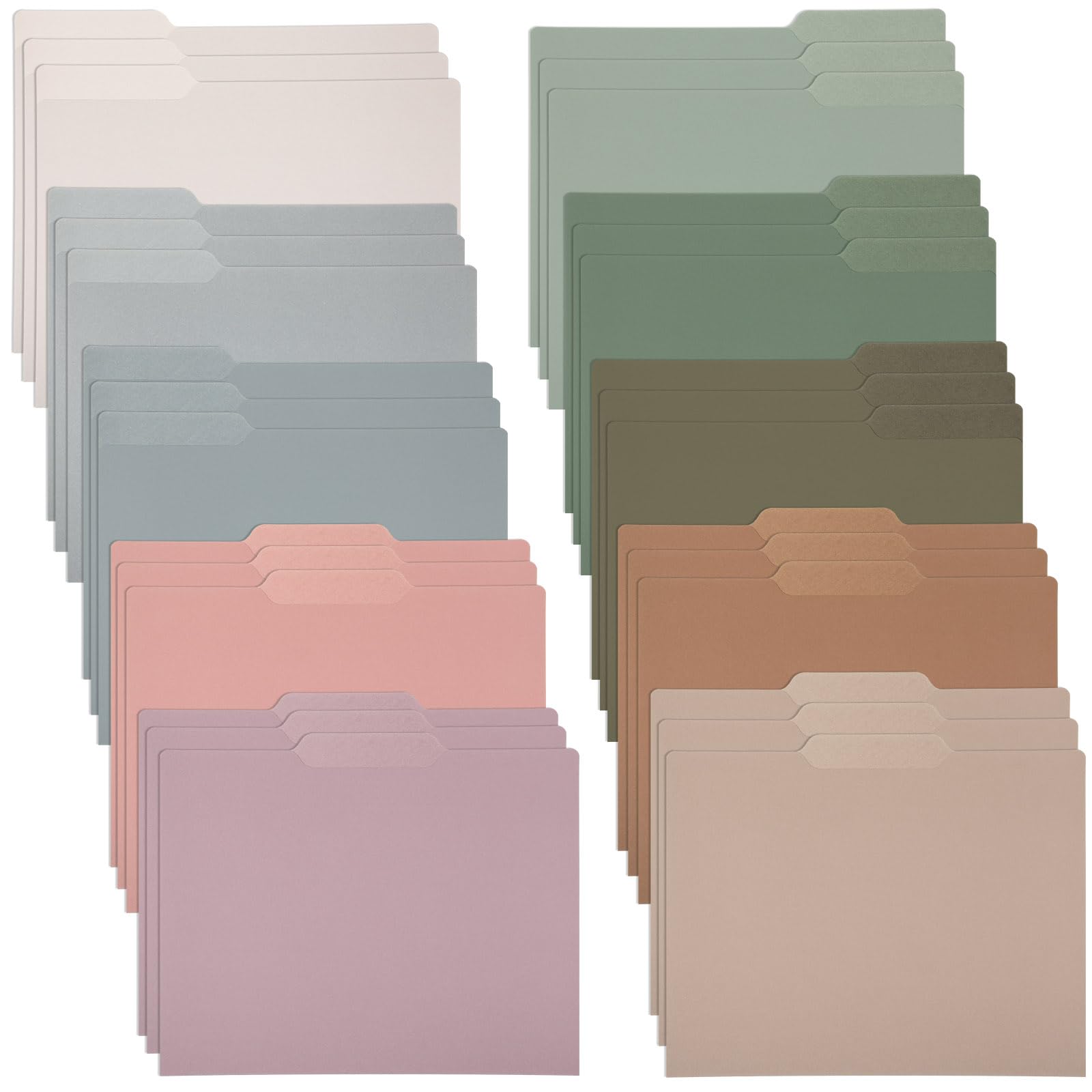 Estune 30 Pcs Decorative File Folders Letter Size Colored Manilla File Folders with 1/3-cut Tabs 11.69 x 9.25 Inches Graphic Geometric Floral Leaf Office Supplies Organizers(Morandi)