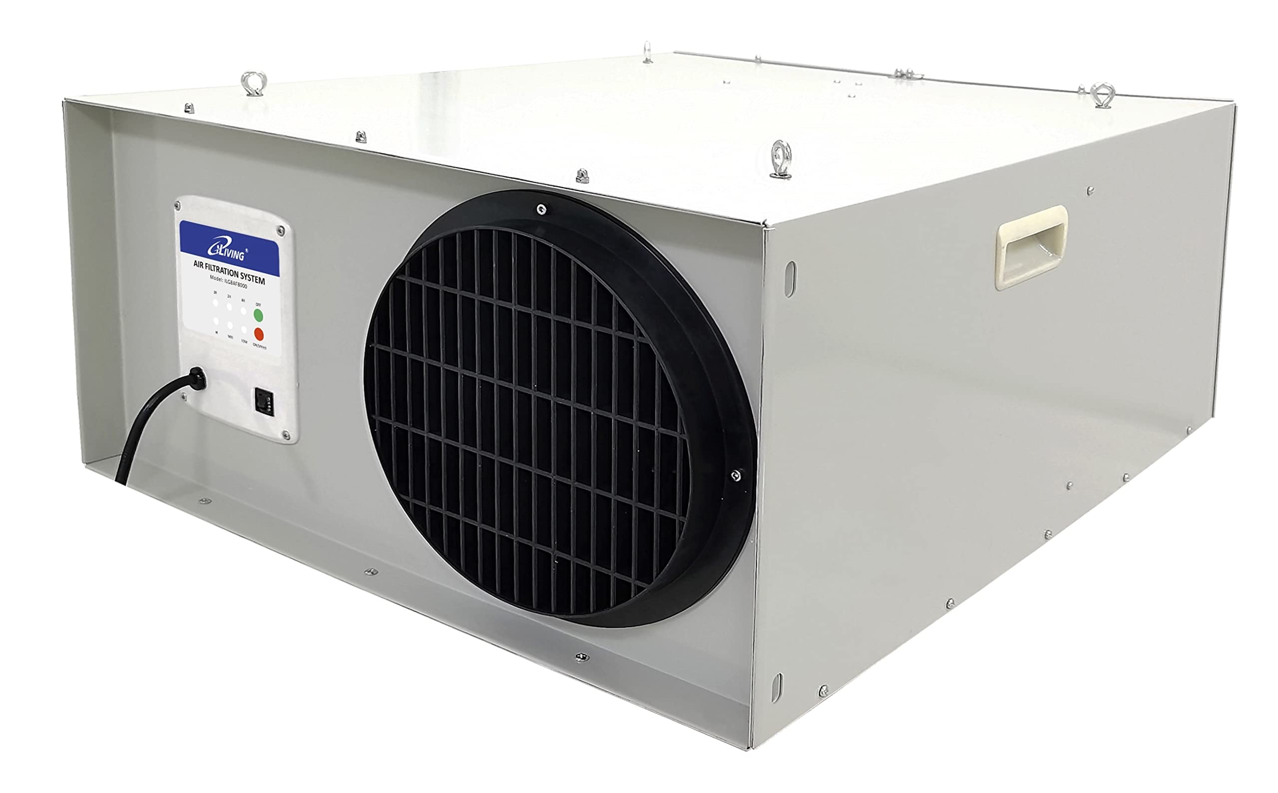 iLIVING ILG8AF8000 Air Filtration System, 3-Speed 1025 CFM Air Scrubber with Remote, Hanging or Wheeled Design, Shop Air Cleaner and Dust Collector for Garage, Workshop and Woodworking