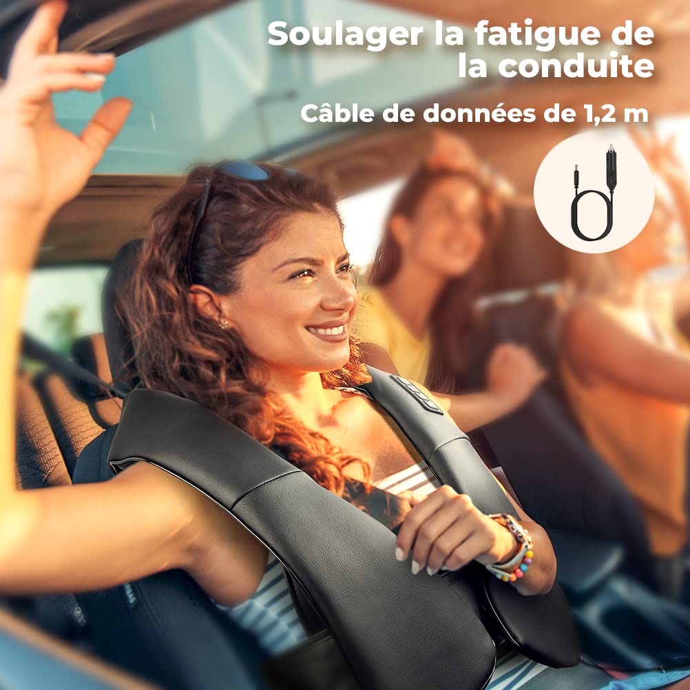 ELEHOT-Store Masseur Cervical Rotatif 4D, Massage avec Rouleaux de Shiatsu Masseur, 45°C Thérapie Thermique Massage Dos Nuque Cervicales Epaule, Vitesse Réglable, Cadeaux pour Maman Papa Aînés