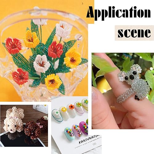 Miniatura 19 de NBEADS 15 colores 6/0 cuentas de semillas de vidrio, alrededor de 3000 cuentas redondas azules de poni de 0.15 pulgadas, cuentas sueltas para diseño