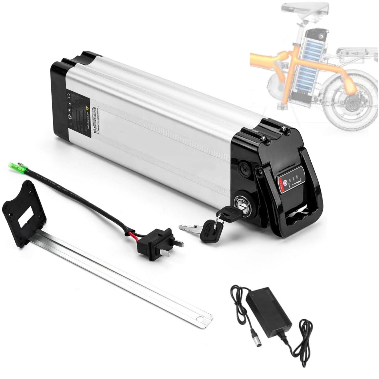 Batteria per Bici Elettrica Pieghevole Pedelec 36V (2 Pin, Ampere/ore, 15) | Batterie Ioni Litio Ebike Impermeabile Removibile