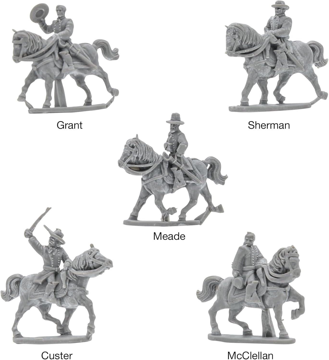 Warlord Black Powder Epic Battles American Civil War Union Commanders Tabletop Miniatures - Plastic Paintable Miniature 1700-1900 Soldiers Set, Unpainted Table Top Military Minifigures for Adults
