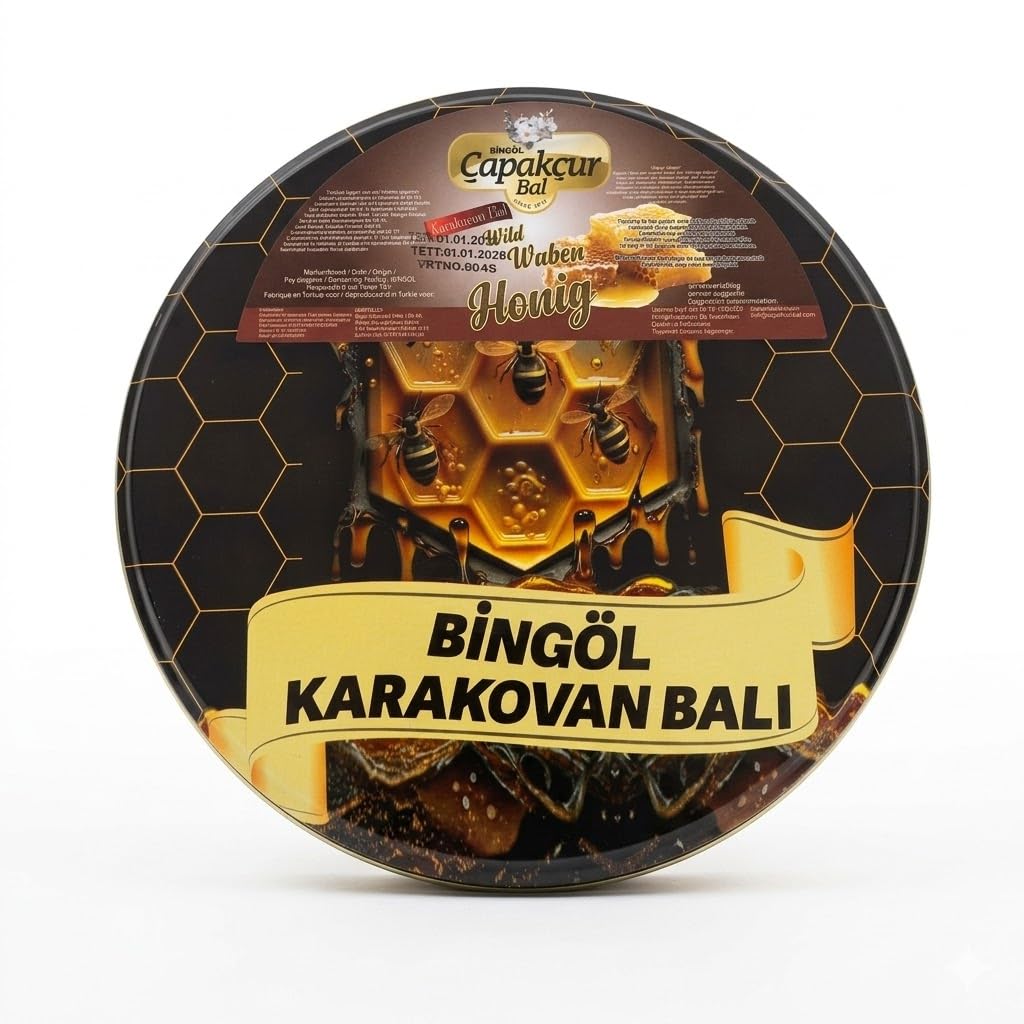Gold-Honigwabe mit Wildblumenhonig 1400g "Karakovan Kutu petek bal" feinste Honigwabe, naturbelassen, natürlich aus dem Hochland von Bingöl in edler Blechdose