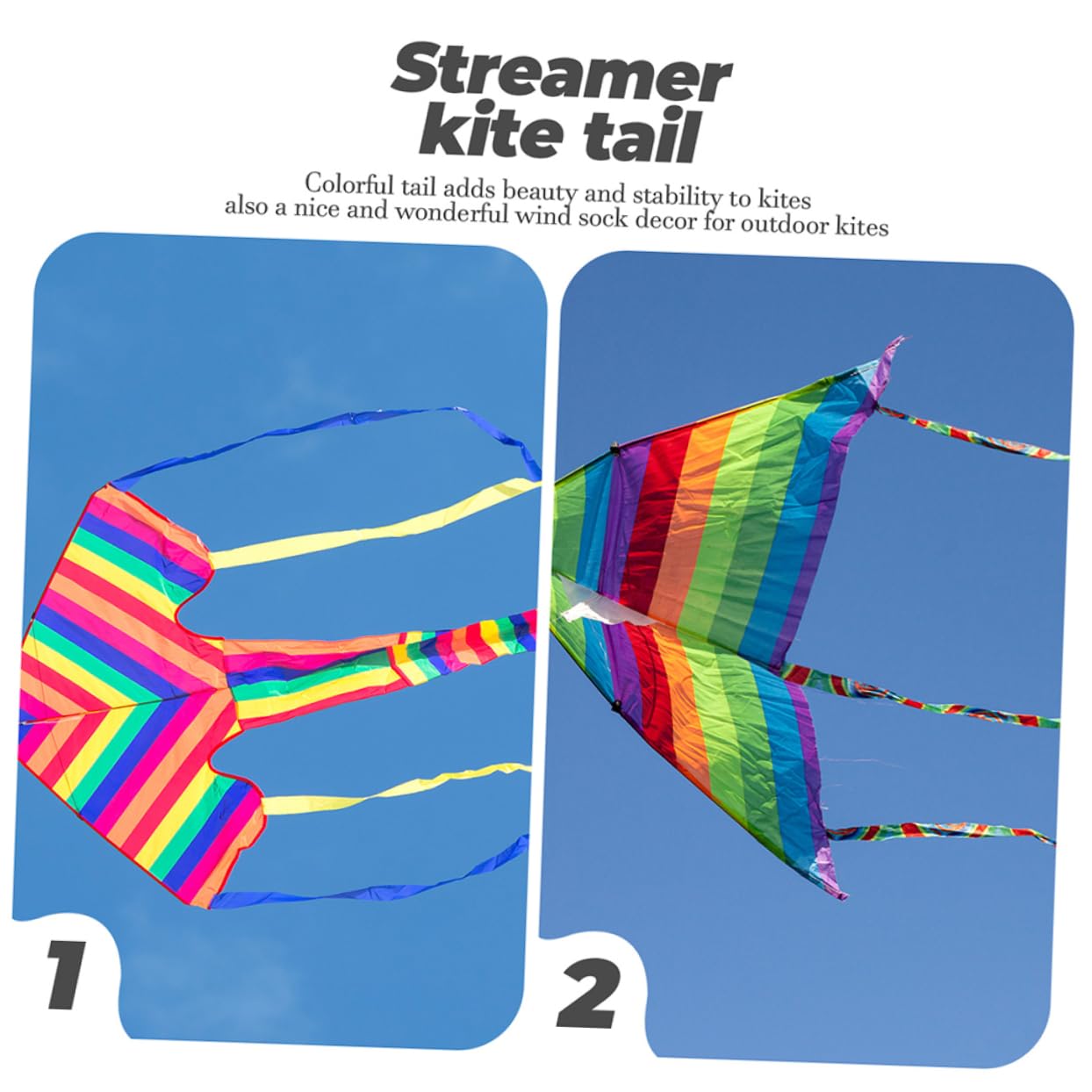 BESPORTBLE 5sets Colorful Kite Tail Streamer Long Kite Accessory for Enhanced Stability and Aesthetic for Outdoor Activities and Fun Flying Experience 2pcs*5