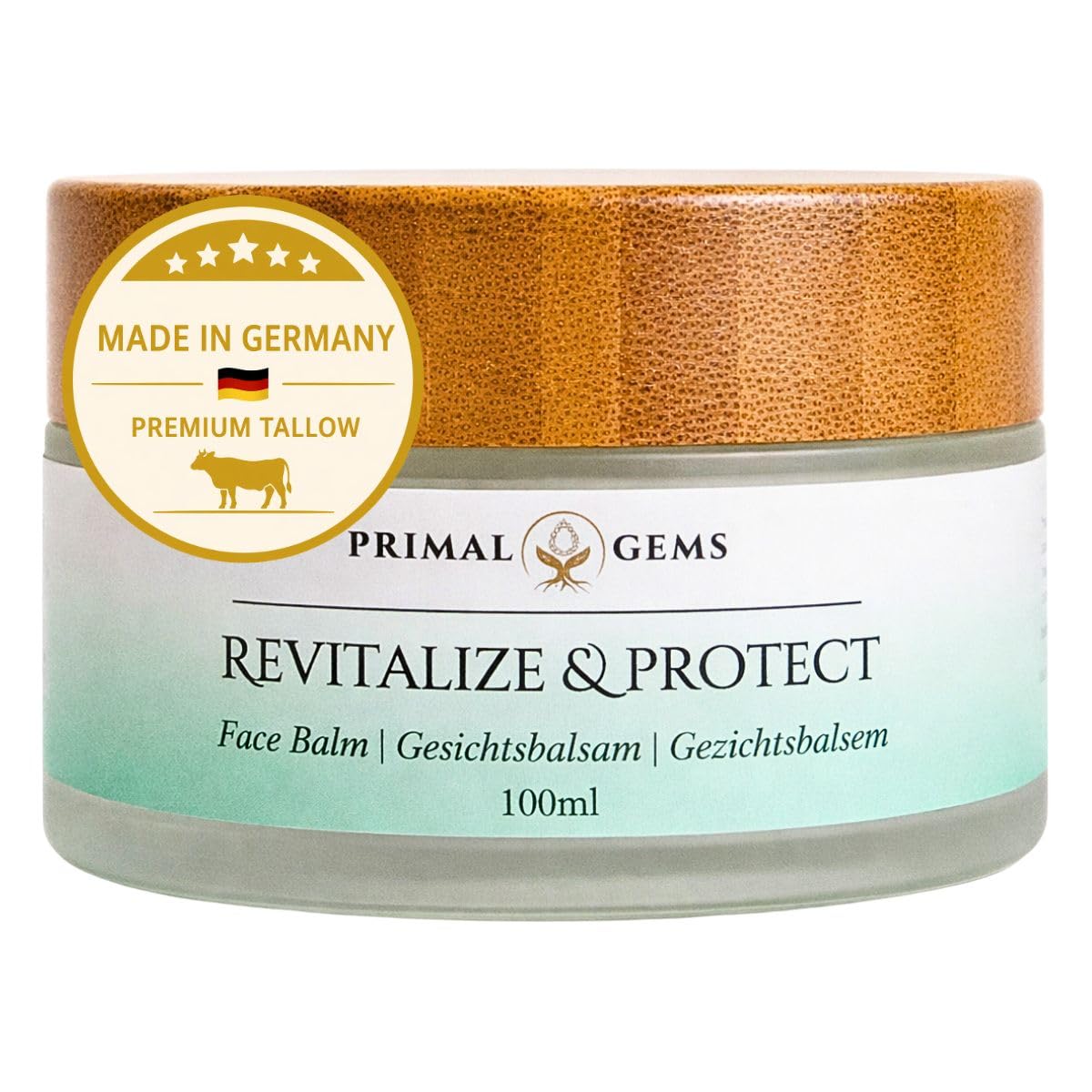 Tallow Barrier Protection Tagescreme mit Squalan - Rindertalg Creme - 100ml | für trockene & empfindliche Haut, Tallow aus Weidehaltung mit Traubenkernöl & Teebaum, Dermatest getestet, Made in Germany