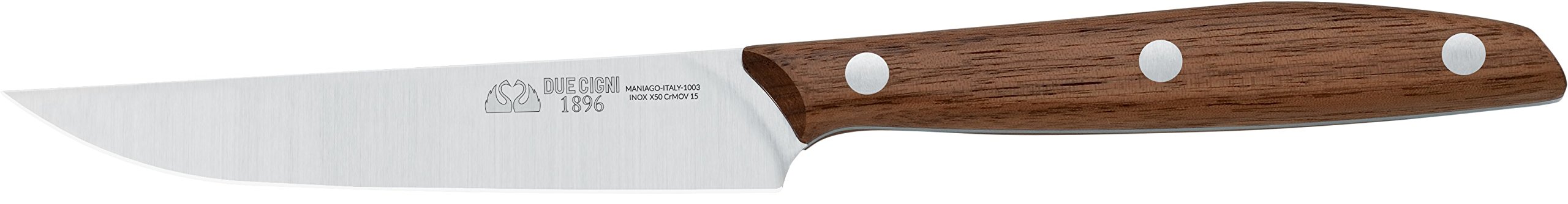 Couteau à steak lame acier 4116 Due Cigni 1896 manche bois de noyer de table