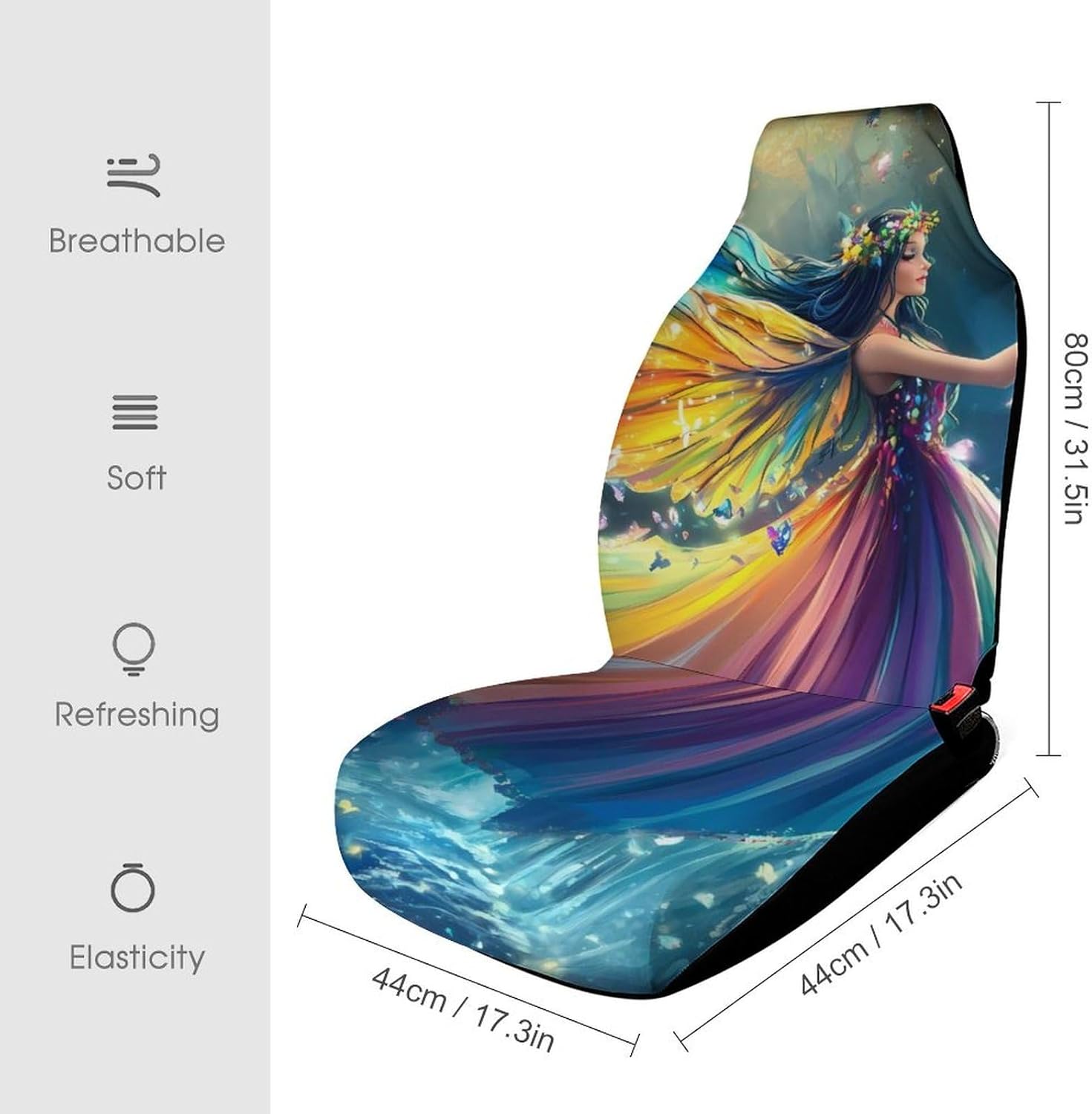 Beautiful Butterfly Fairy Car Seat Covers Universal Car Front Seats Protector Auto Interior Accessories 1PCS