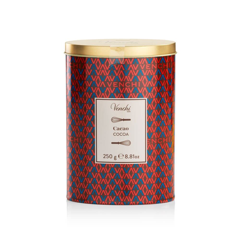 Venchi - Cacao en Polvo en Caja de Metal- para Chocolate Caliente y Dulces de Chocolate, 250 g - Sin Gluten