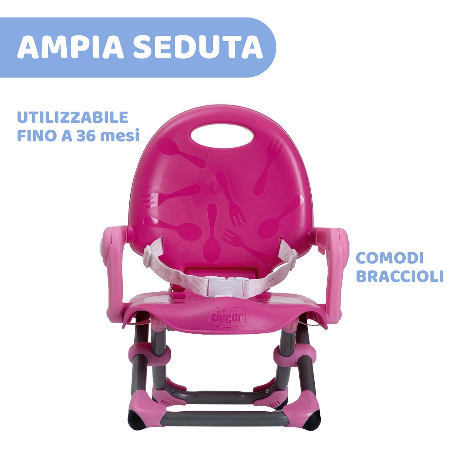 Pocket Snack Rialzo Sedia per Bambini 6 Mesi - 3 Anni (15 kg), Seggiolino Pappa Alzasedia da Tavolo Portatile e Regolabile, con Chiusura Compatta e Vassoio Rimovibile