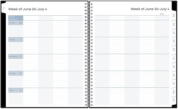 Teacher's Weekly/Monthly Lesson Planner, One Week per Two-Page Spread (Nine Classes), 11 x 8.5, Black Cover, 2023 to 2024