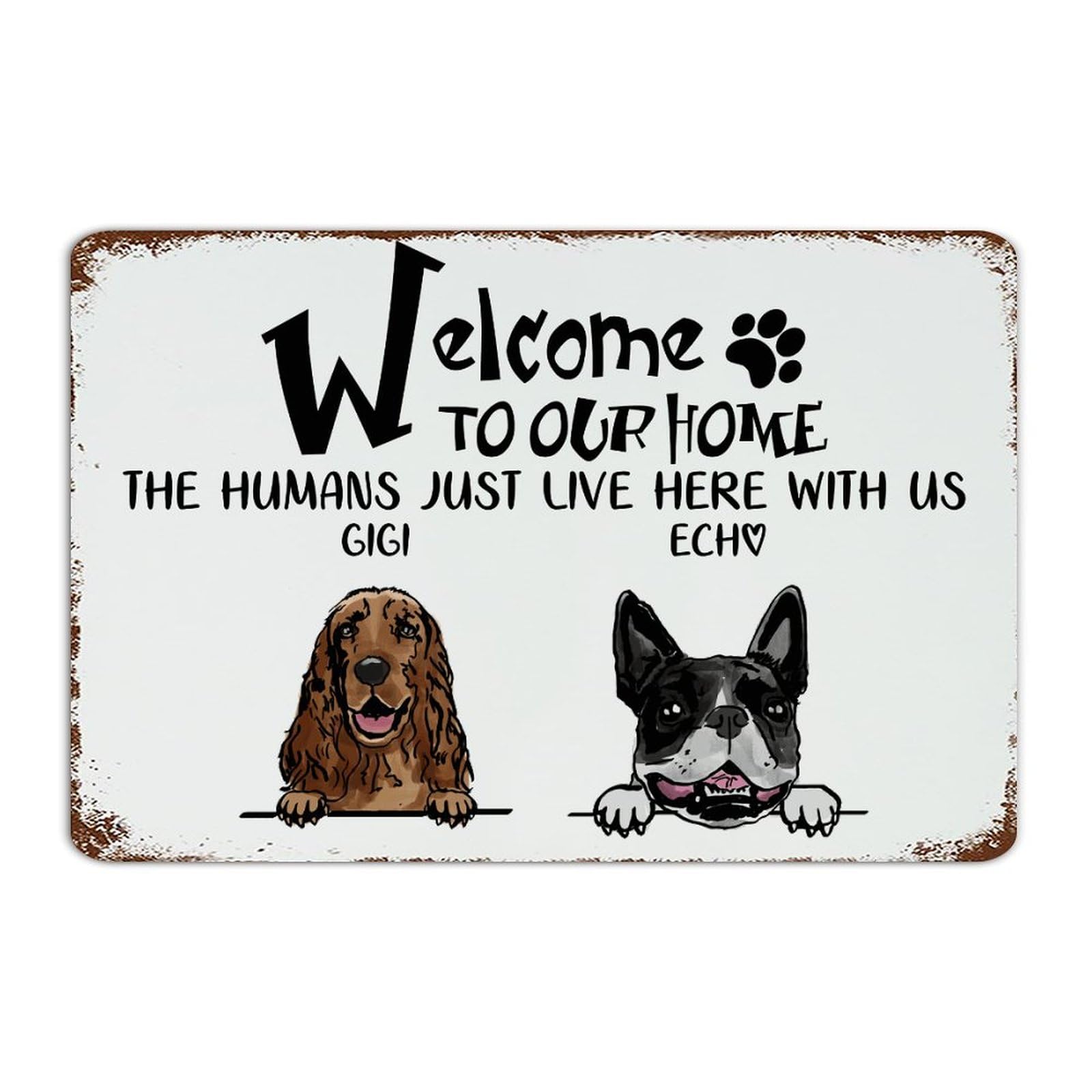 Plaque en métal de ferme et animaux de compagnie message amusant pour invités
