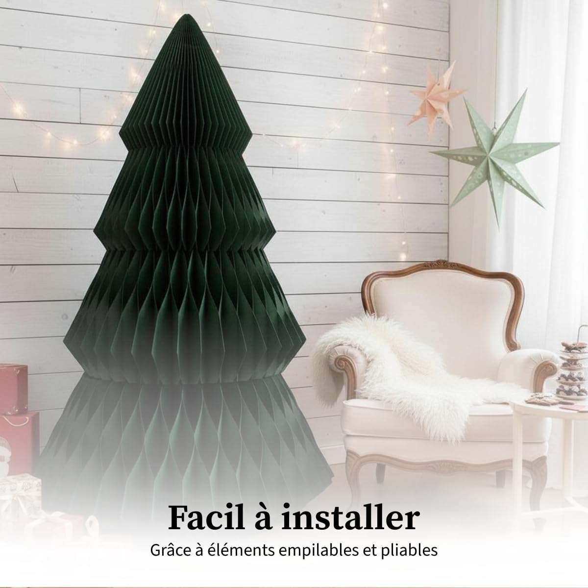 Mica Decorations Sapin de Noël en Papier XXL - Christmas Tree Artificiel Pliable - H212 x Ø120 cm - FSC Mix - Vert