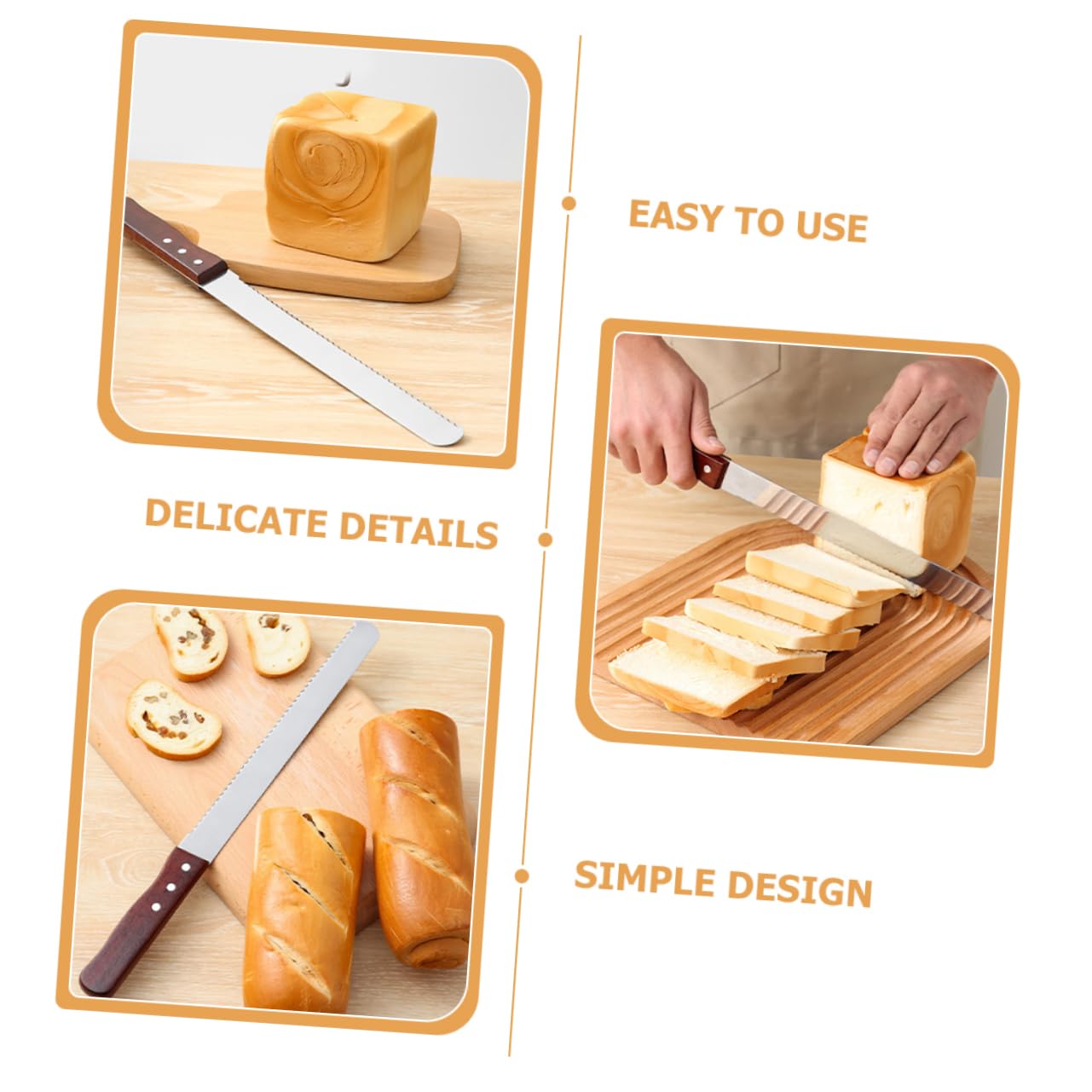 GRIRIW Premium Quality Slicing Bread Cutter Long Serrated Cake Knife Cake Serving Tool Wood Handle