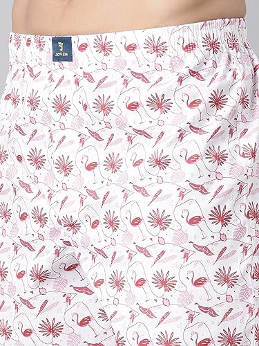 Image of JOVEN Men White, Navy Blue and Blue Printed Compact Cotton Regular Fit Boxer Shorts Pack of 3