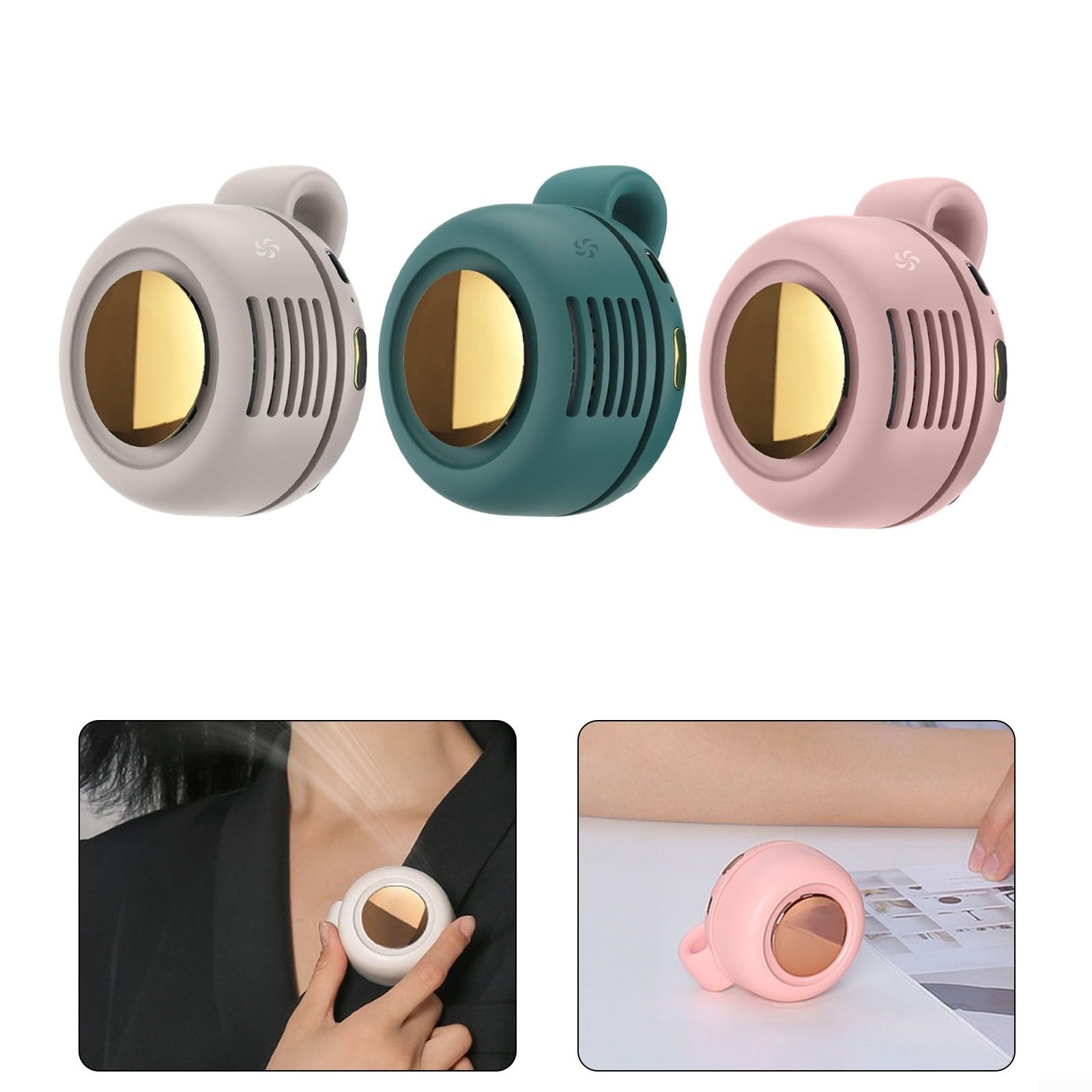 Persönlicher Ventilator unter dem Hemd, tragbarer Ventilator, persönlicher Kühlventilator, Cooler Clip-Ventilator unter dem Hemd, Kühlventilator zum Aufhängen, tragbarer Taillen-Clip, Grün
