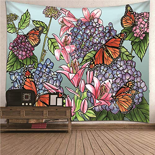 Tapiz de pared floral multicolor en poliéster con impresión 3D lavable KnSam 2