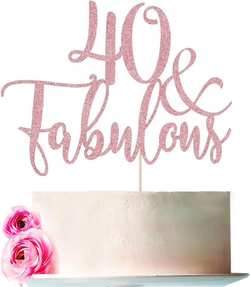 Amazon.com: Bejotaa Rose Gold Glitter 40 & Fabulous Cake Topper,40 ...