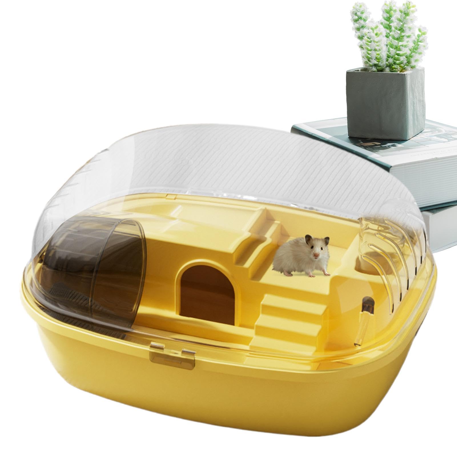 Cage pour hamster nain en acrylique transparente anti-évasion avec roue et abreuvoir