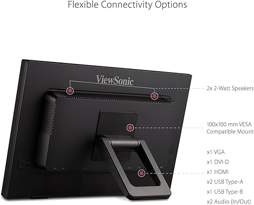 Miniatura 6 de ViewSonic TD2223 22 pulgadas 1080p 10-Point Multi IR pantalla táctil Monitor con cuidado ocular HDMI, VGA, DVI y USB Hub