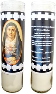 Our Lady of The Seven Sorrows Nuestra Senora La Dolorosa Set of 2 Prayer Candles Set de 2 Veladoras