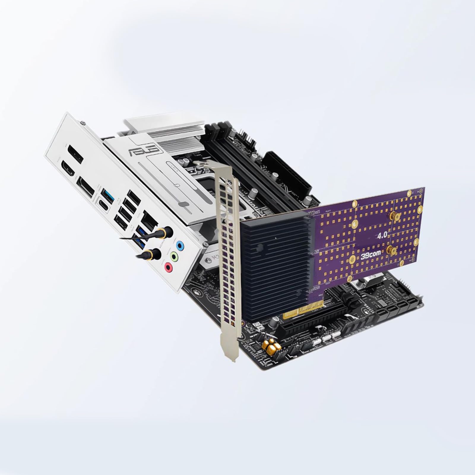 Tarjeta de expansión de almacenamiento de copia de seguridad de archivos para computadoras de escritorio, placa adaptadora PCIe NVMe SSD con soportes de unidad para almacenamiento Creator, de
