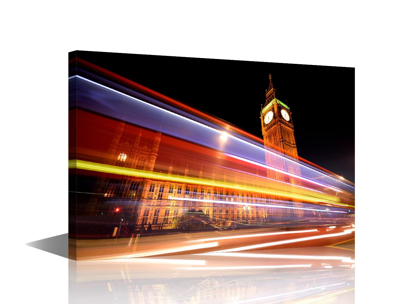 TISHIRON Big Ben Wall Art London at Night Wall Decor Modern Home Decor British Parliament Building Wall Decoration for Living Room Bedroom Office 1 Piece Artwork Framed Ready to Hang (16''Wx 24''H)