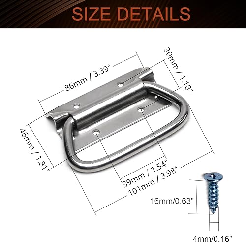 Miniatura 2 de MroMax Mango de pecho de 3.39 x 1.81 pulgadas, mango de hierro niquelado montado en superficie de pecho de 3.386 in x 1.811 in para caja de