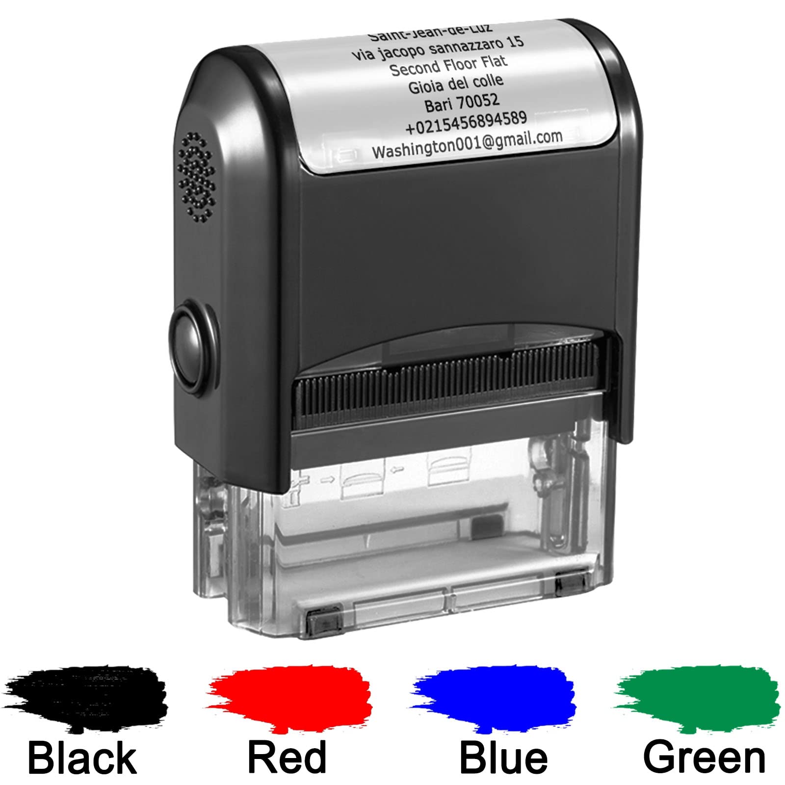 Personalised Stamp Custom Made Self-Inking Business Address Stamp, Return Address Rubber Stamp, Up to 8 Lines (75x38mm)