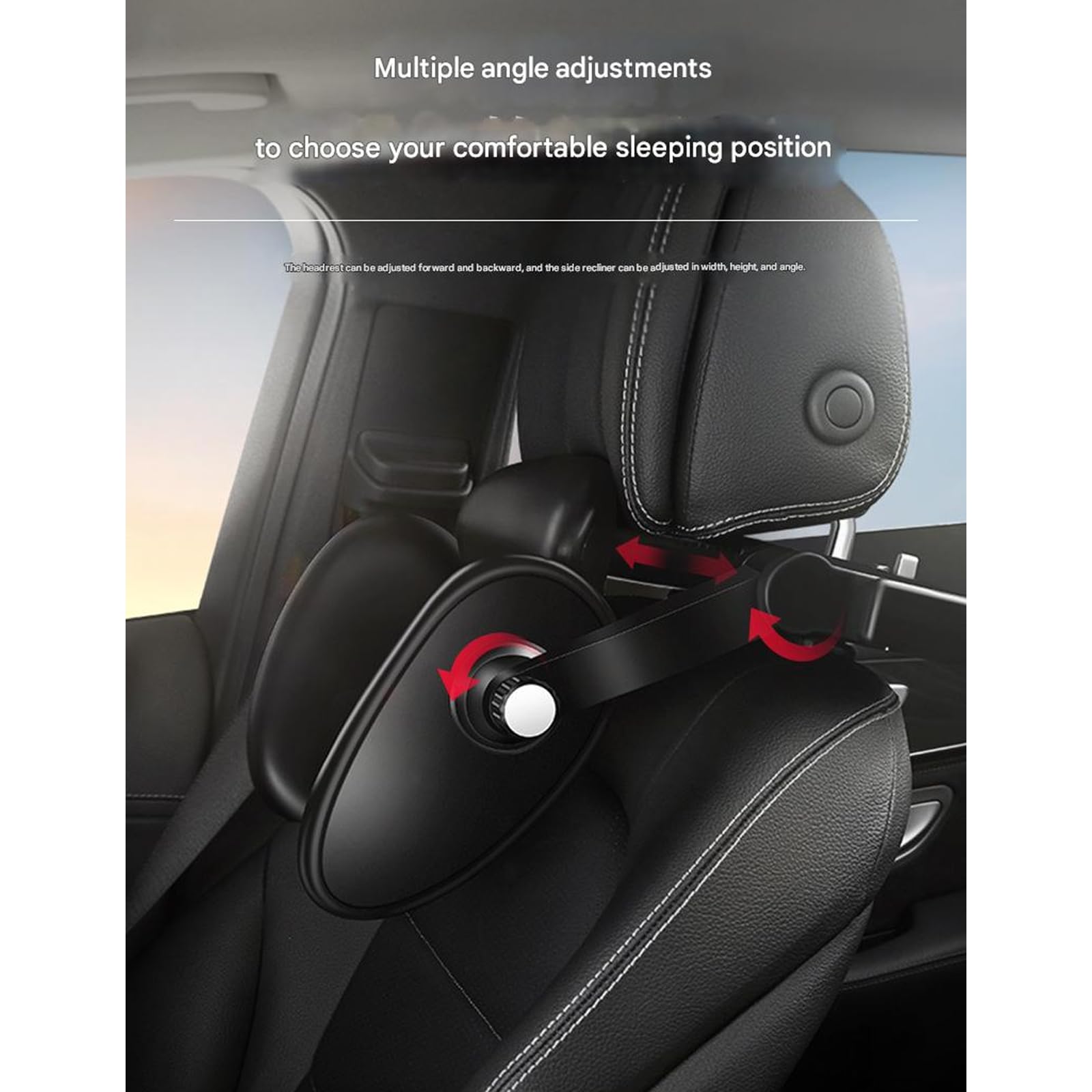 Almohada ergonómica para reposacabezas de coche, perfecta para viajes, almohada de cuello de espuma viscoelástica, para dormir de lado, cómoda para adultos, niños, seguridad, para viajes