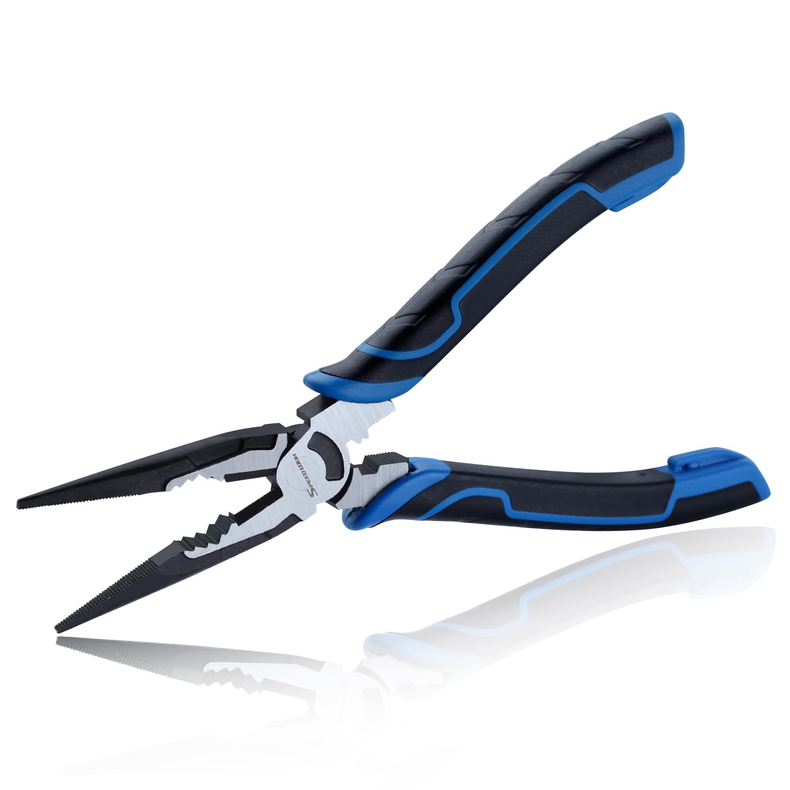 SPEEDWOX 8-Inch Multifunctional Tool Pliers Multipurpose Long Nose Pliers with Wire Cutter and Crimper Serrated Jaws Long Nose Cutting Pliers Heavy