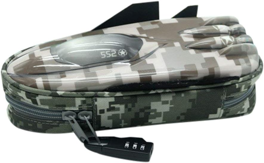 Multifunctional Fighter Modeling Pencil Bag Zipper Camouflage Canvas Pencil Case with Lock for Boy School Supplies Airplane Pen Box Student Stationery Gift