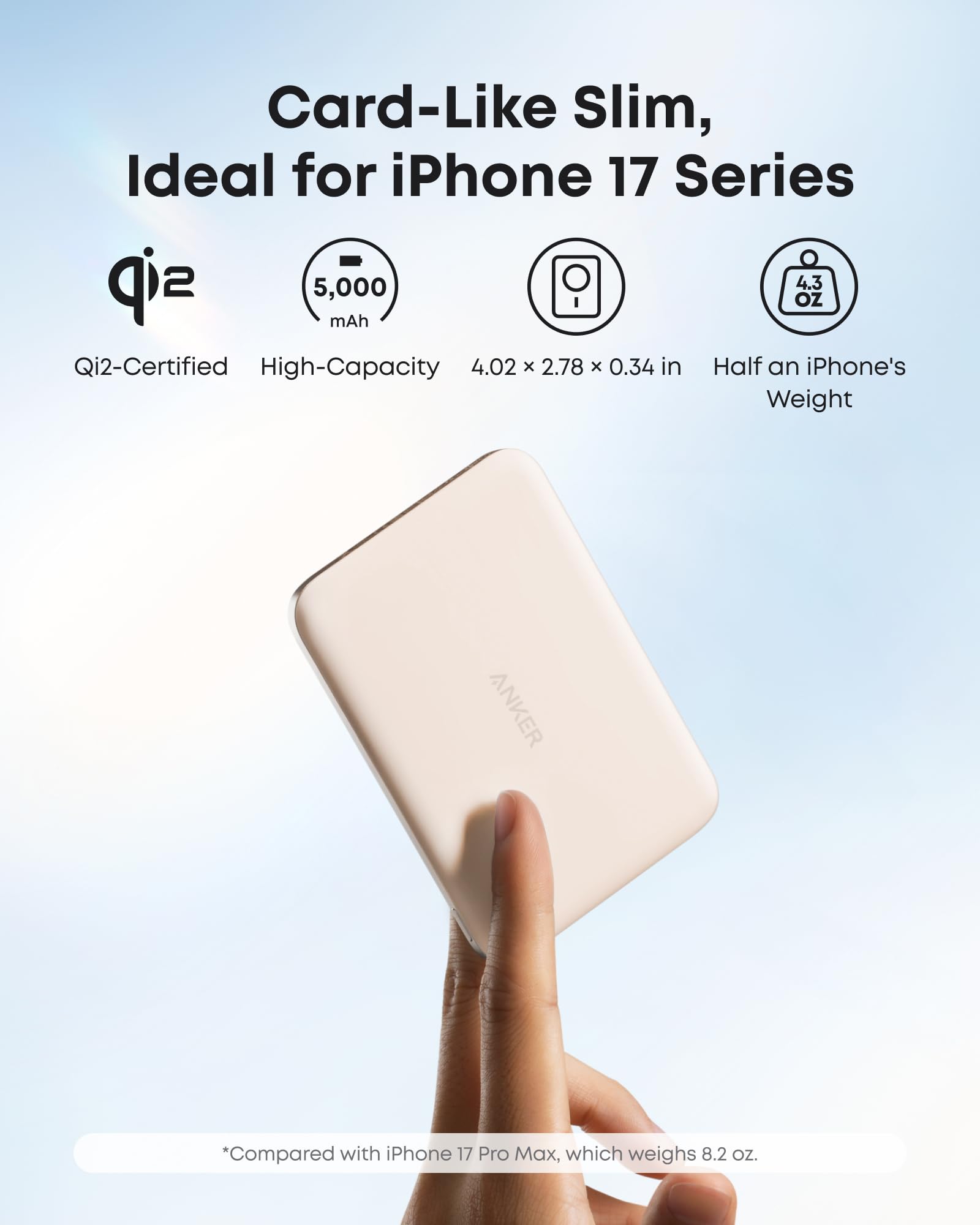 Anker Nano Power Bank, 5,000mAh, Qi2-Certified 15W Portable