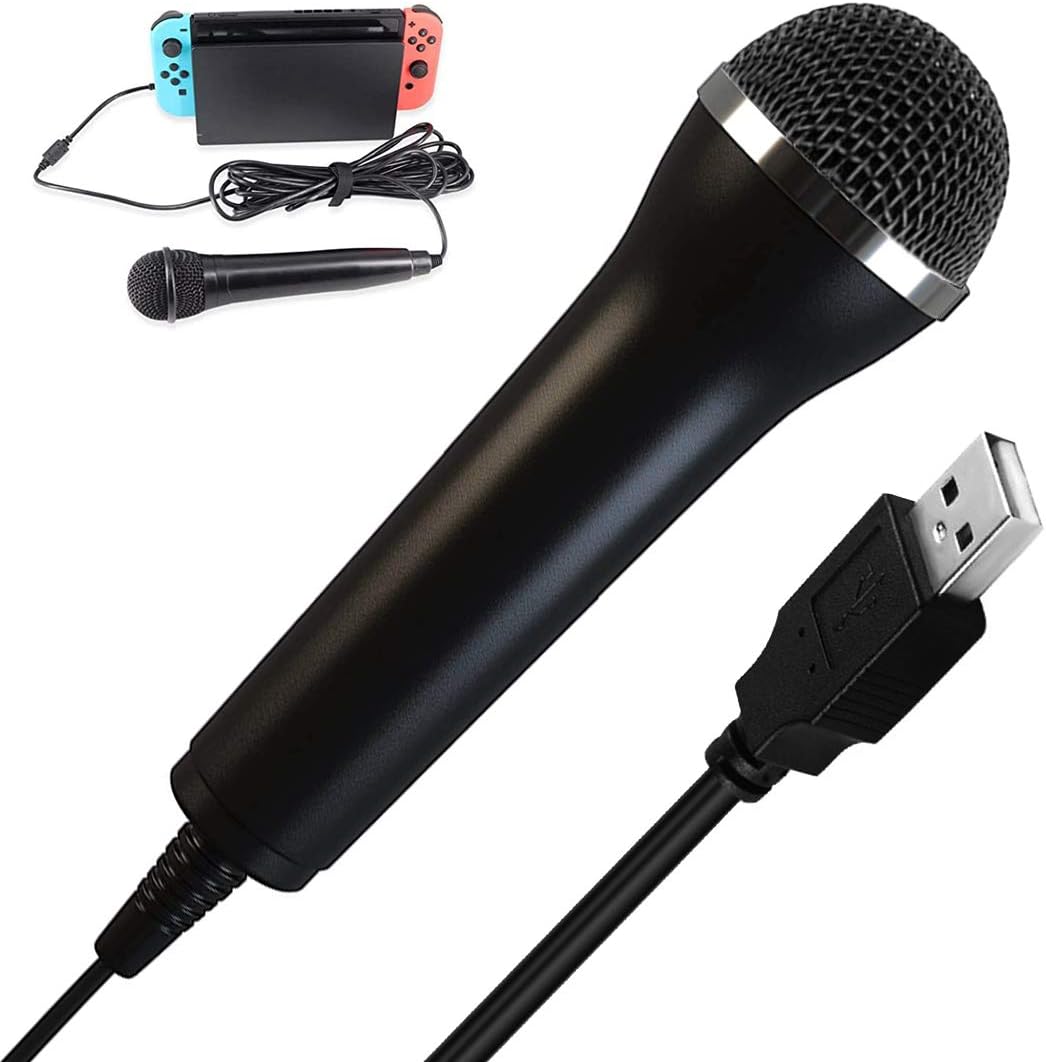 USB Mikrofon Universal Kompatibel für PC, HOTSO Nintendo Switch, Wii, PS2, PS3, PS4, Xbox, Xbox One, Karaoke Mikrofon für Spiele Guitar Hero, Rockstar, SingStar, Voice of Germany, Lets Sing, We Sing