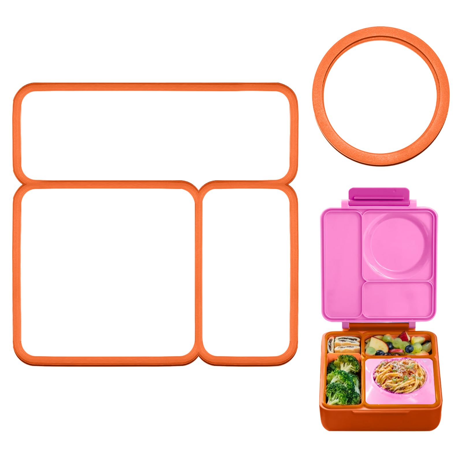2 Packs Omie Box Accessories for Kids Lunch Box Boxes,Lid Seal Gasket For Omiebox, Food Grade Safe Silicone Rubber Seals (Orange*2)