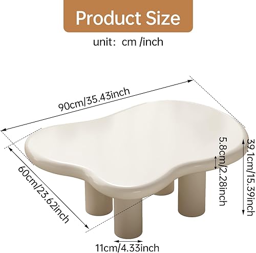 Miniatura 2 de HOTICKME - Mesa auxiliar Cloud para sala de estar, mesa de té moderna de 41.02 pulgadas con 3 patas, mesa auxiliar de estilo simple, mesas de centro