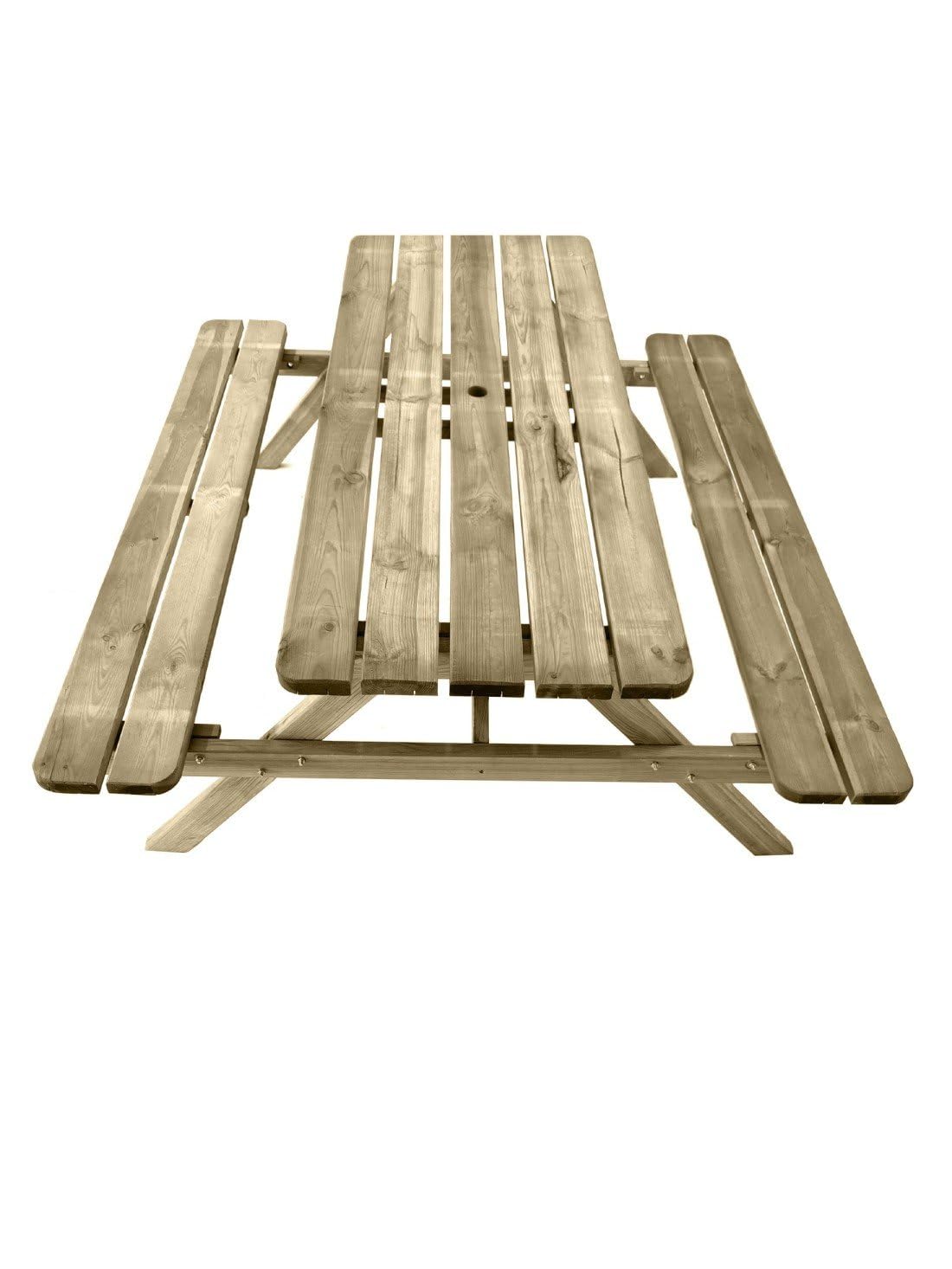 Jardin202 - Mesa de Picnic para 6-8 Adultos | Resistencia | Comedero de Madera para Exterior | 177 x 152 x 71 cm | Natural
