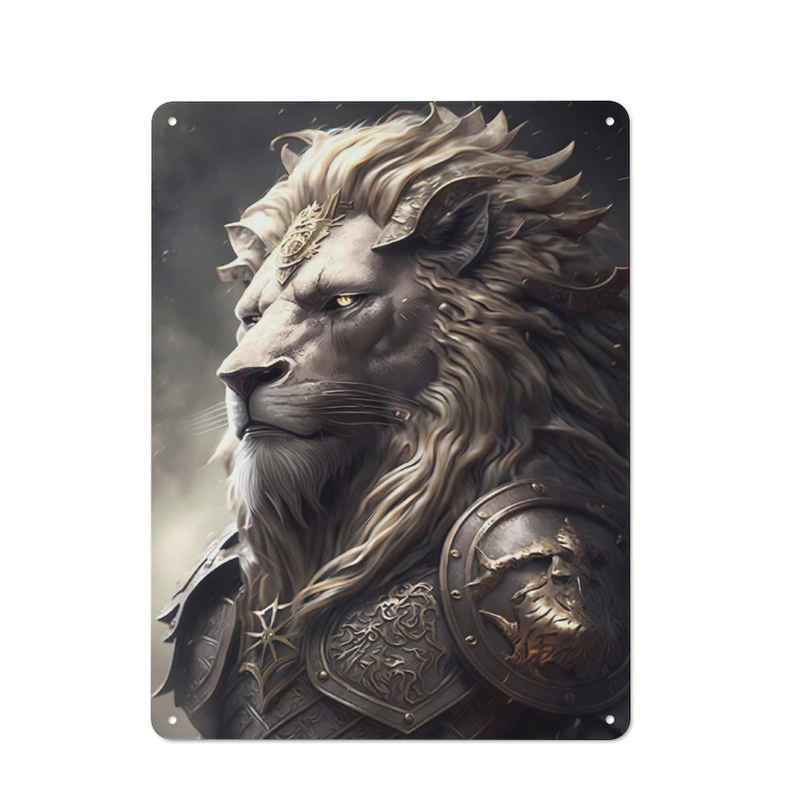 Junmoney Lion Fairy Tale Country Metal Wall Decor 40X30cm, Country Metal Sign For Kitchen, Cottage, Porch Or Garden Room