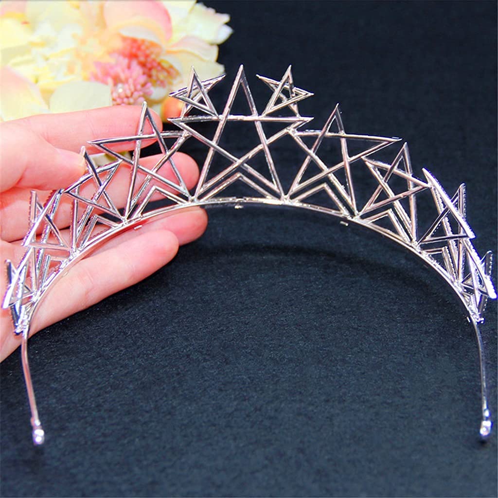 Tiara de Estrella de Cristal, Corona para Boda, Corona con Diamantes de imitación, Diadema para Novia, Tocado, Accesorios de Joyas para el Cabello para Mujer