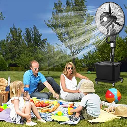 Kit de nebulización para ventiladores, nebulizadores para exteriores, ventiladores de refrigeración con altura ajustable y tanque de 11 galones, 3 velocidades y oscilación de 60° (81 cm/31,9