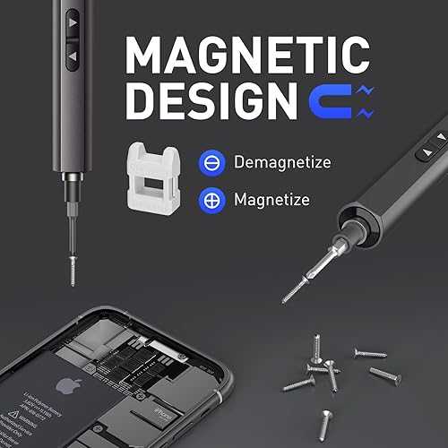 Miniatura 6 de Juego de destornilladores eléctricos, mini destornillador de precisión inalámbrico 45 en 1, mango antideslizante, iluminación LED, pantalla digital,