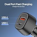 Unigen Dual Port Car Charger (75W) (USB-C PD + USB QC 3.0), Compact Car Charging Adapter Compatible with iPhone, Android Smartphones, Earbuds, Smartwatch & Power Bank (Black) gallery image