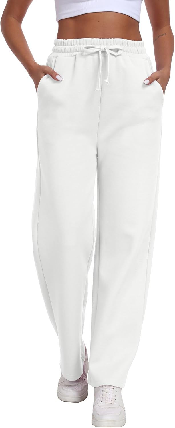 LIGHTBACK Women's Wide Leg Sweatpants Lounge Jogger Pants Loose Drawstring Baggy Sweatpants with Pockets - Image 3