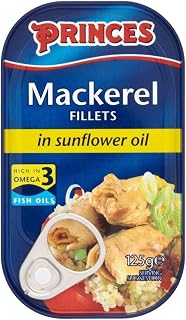 Princes Mackerel Fillets in Sunflower Oil 125g - Bulk Pack of 6 for Nutritious Meals