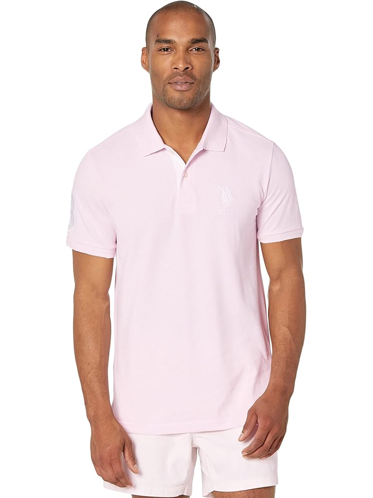 U.S. POLO ASSN. Slim Fit Big Horse Polo with Stripe Collar