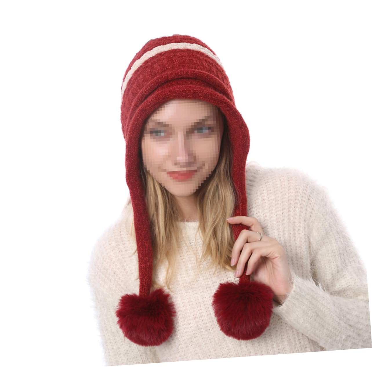 GALPADA 3pezzi Cappello Di Lana Invernale Per Donna Con Pompon Decorativo Berretto Tricot Caldo e Confortevole Adatto Per Attività Outdoor Inverno Rosso