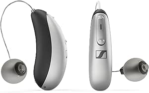 Sennheiser All-Day Clear Bluetooth Hearing Aids - OTC Hearing Aids with Bluetooth - Self-Fitting, Programmable Sound - FDA Cleared - Light Grey