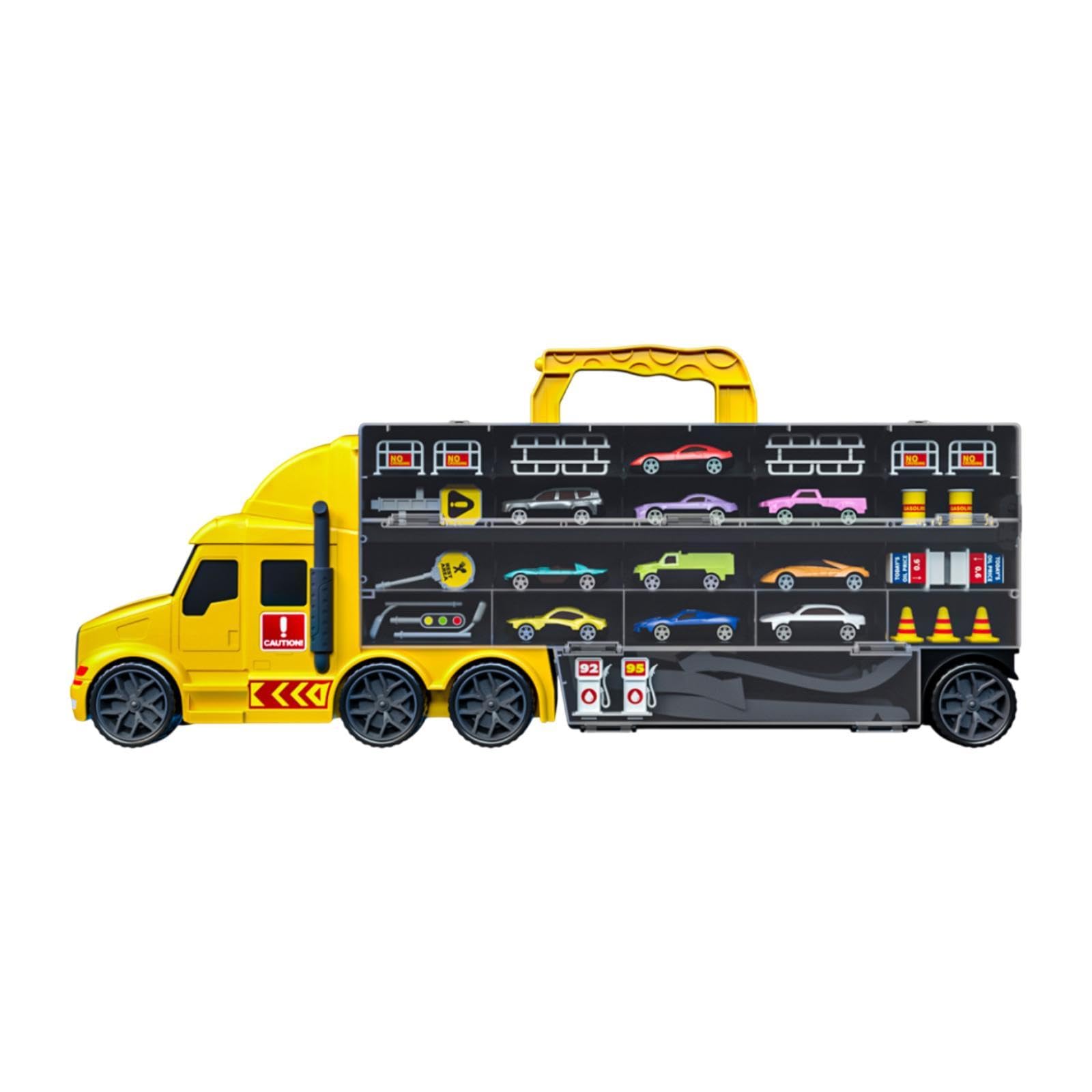 Transportträger-LKW-Spielzeugset, Hauler-Track-Ejection-Auto-Transport-LKW-Spielzeug für 2-, 3-, 4-, 5- und 6-Jährige, Gelb