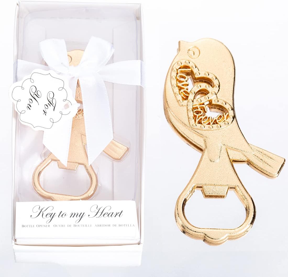 50 Packs Lovebirds Shape Love Forever Heart Design Bottle Openers for Wedding Favors to Guests, Bridal Shower Party Gifts, Souvenirs or Decorations for Guests (Lovebirds)