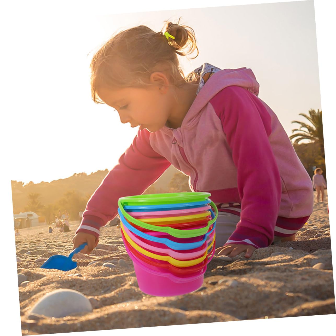 Secchielli per Mare 12pezzi Abs per Vacanze Estive Ragazzo Ragazza | Giocattoli per Spiaggia, Uso All'aperto e Giardino, Design Versatile, Apprendimento Sicuro, 12 Pezzi